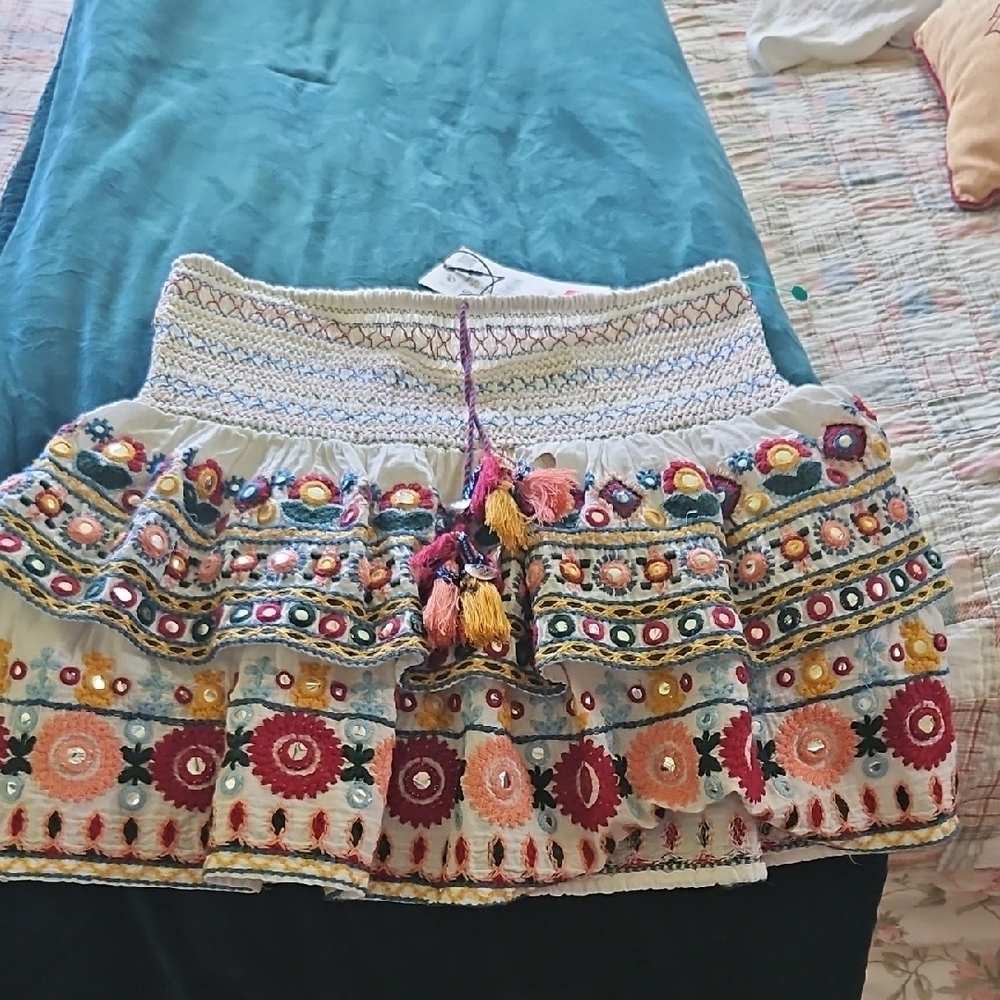 Zara Multicolor Embroidered Mini Skirt